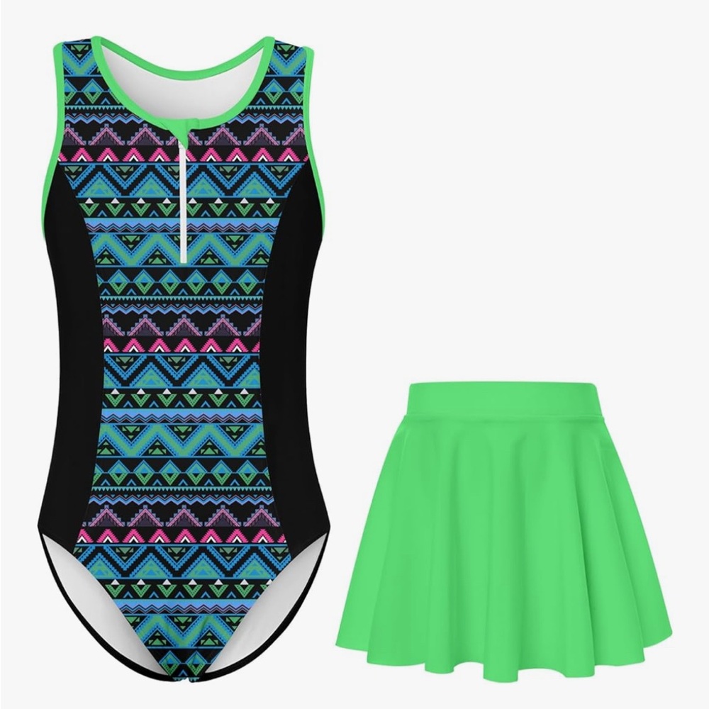 Girls One Piece Swimsuit with Skirt New in Bag